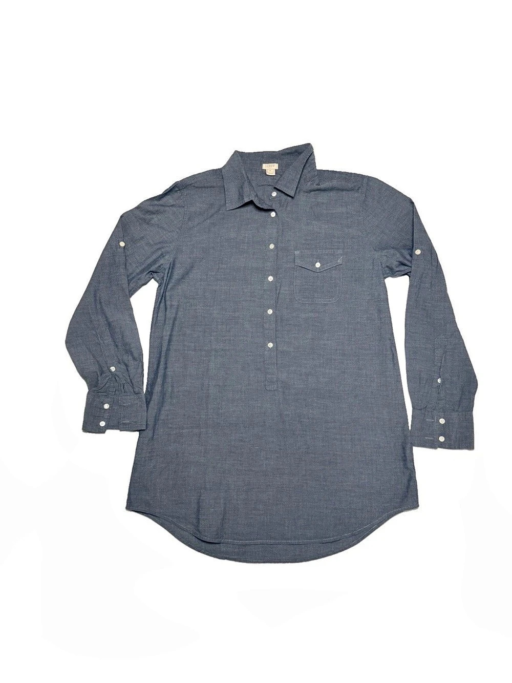 J.Crew Chambray Popover Tunic Shirt Blue Size Medium